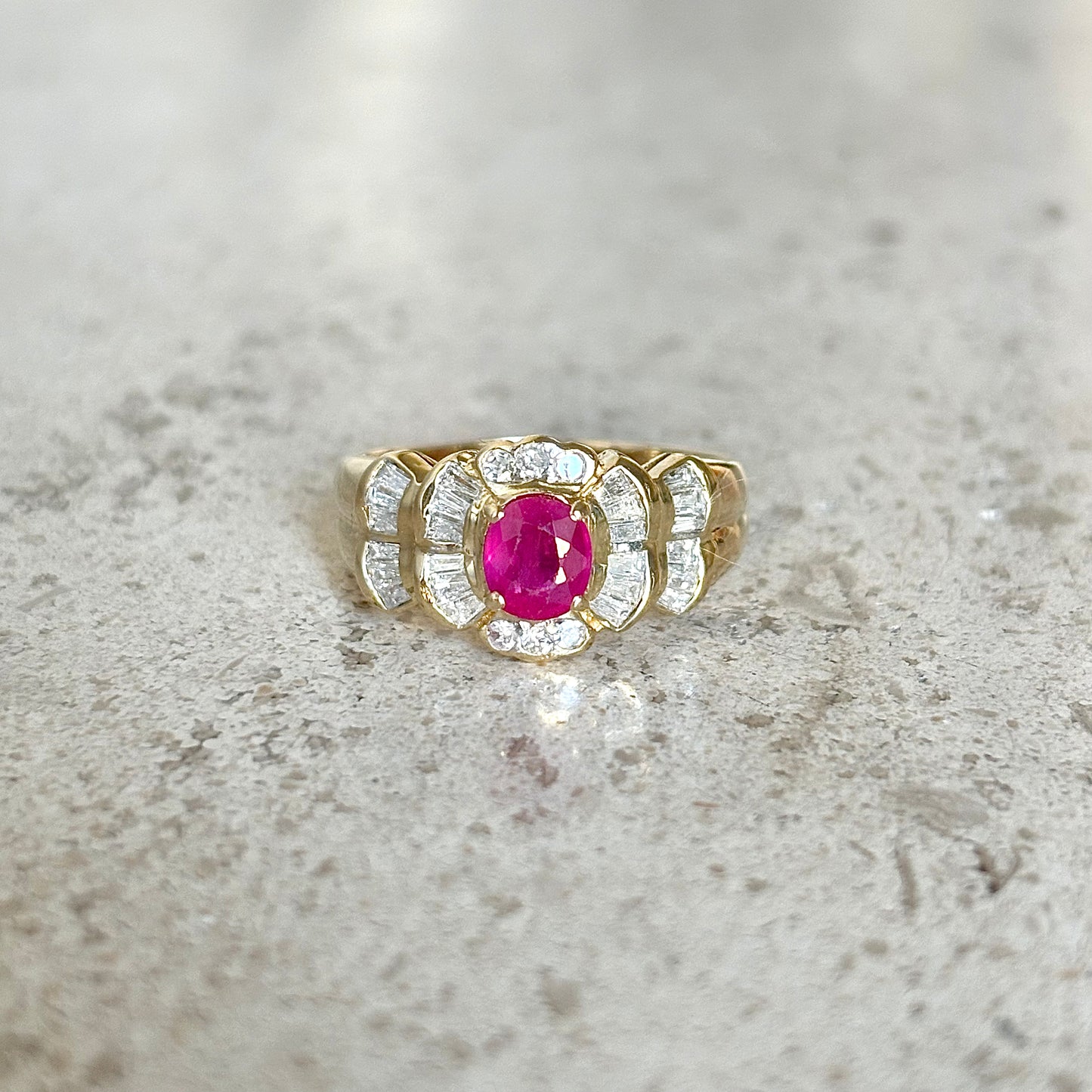 Bague Entourage - Or Jaune 750 Rubis & Diamants