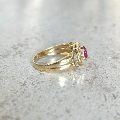 Bague Entourage - Or Jaune 750 Rubis & Diamants