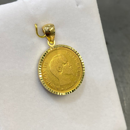 Monture Pendentif Pièce 20 Francs Ciselée - Porte Pièce Or Jaune 750 Neuf