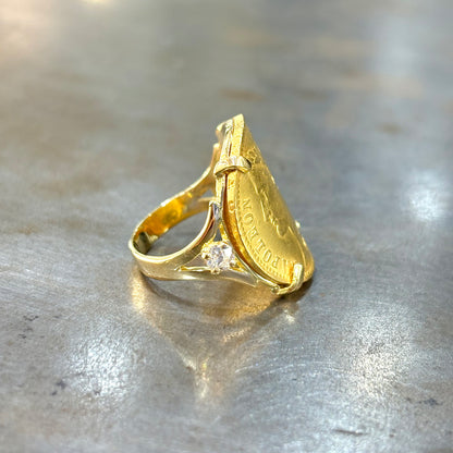 Bague Pièce - Or Jaune 750 & Pièce 20 Francs Napoléon & Diamants