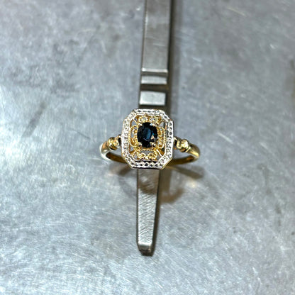 Bague Vintage Art Nouveau - Or Jaune 750 & Saphir