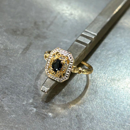 Bague Vintage Art Nouveau - Or Jaune 750 & Saphir