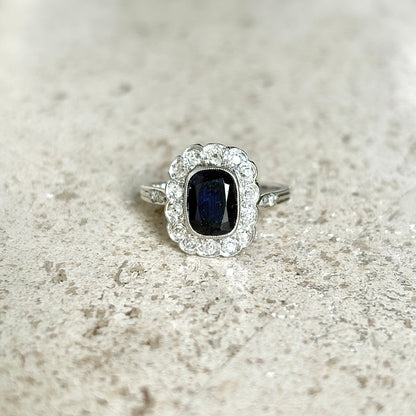 Bague Marguerite - Or Blanc 750 Saphir & Diamants