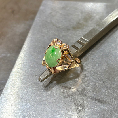 Bague Vintage - Or Jaune 585 & Jadaïte