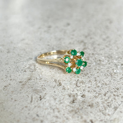 Bague Marguerite - Or Jaune 585 Émeraudes & Diamants
