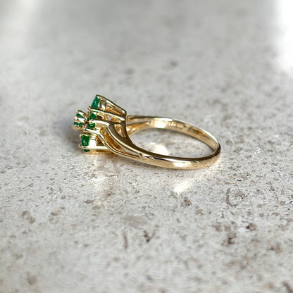 Bague Marguerite - Or Jaune 585 Émeraudes & Diamants