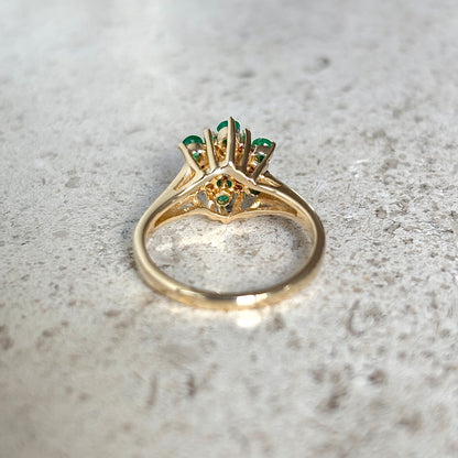 Bague Marguerite - Or Jaune 585 Émeraudes & Diamants