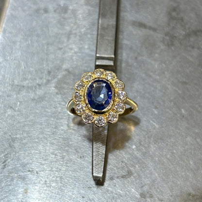 Bague Marguerite - Or Jaune 750 Saphir & Diamants