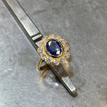 Bague Marguerite - Or Jaune 750 Saphir & Diamants