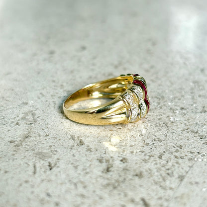 Bague Jonc Art Déco - Or Jaune 750 & Rubis
