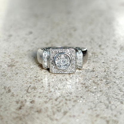 Bague Tank Art Déco - Or Blanc 750 & Diamants