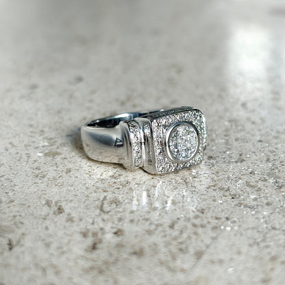 Bague Tank Art Déco - Or Blanc 750 & Diamants