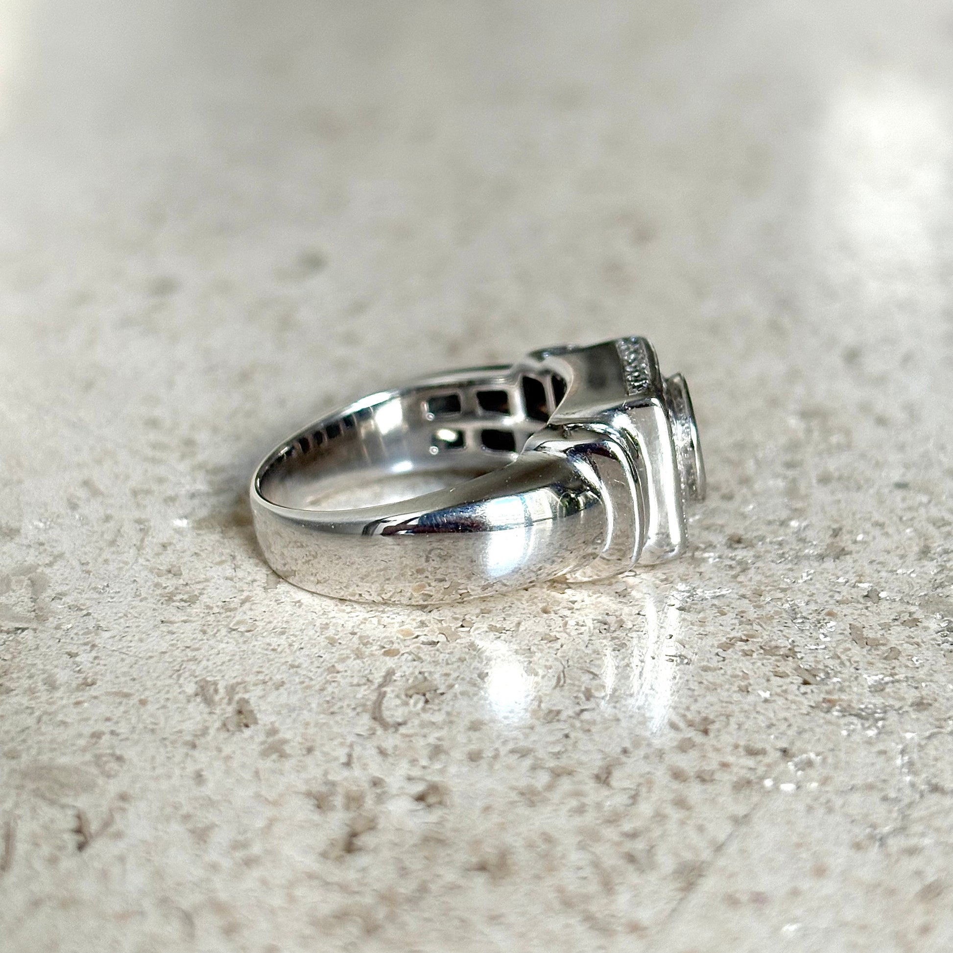 Bague Tank Art Déco - Or Blanc 750 & Diamants