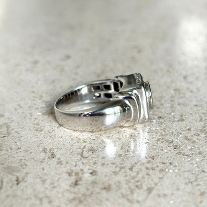 Bague Tank Art Déco - Or Blanc 750 & Diamants