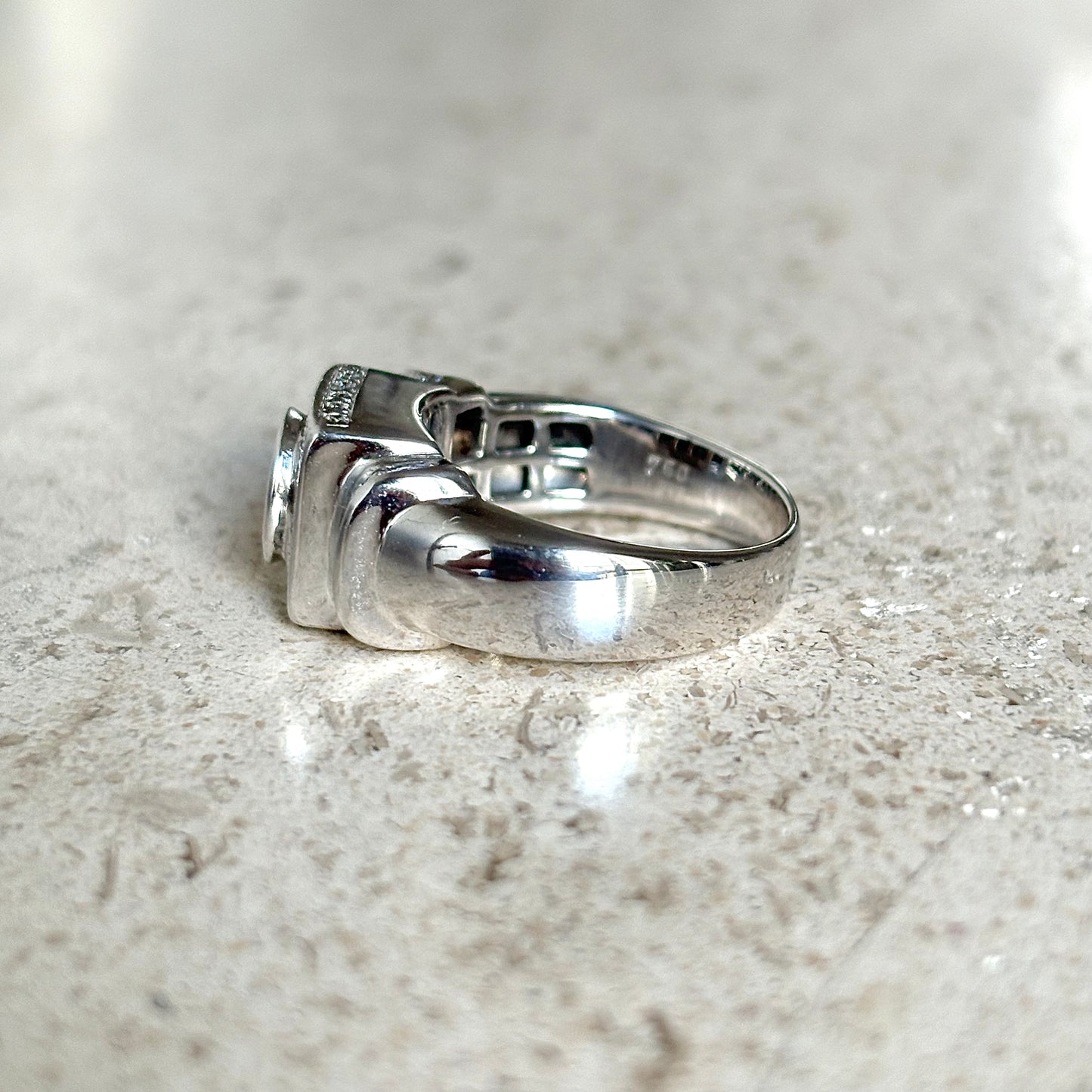 Bague Tank Art Déco - Or Blanc 750 & Diamants