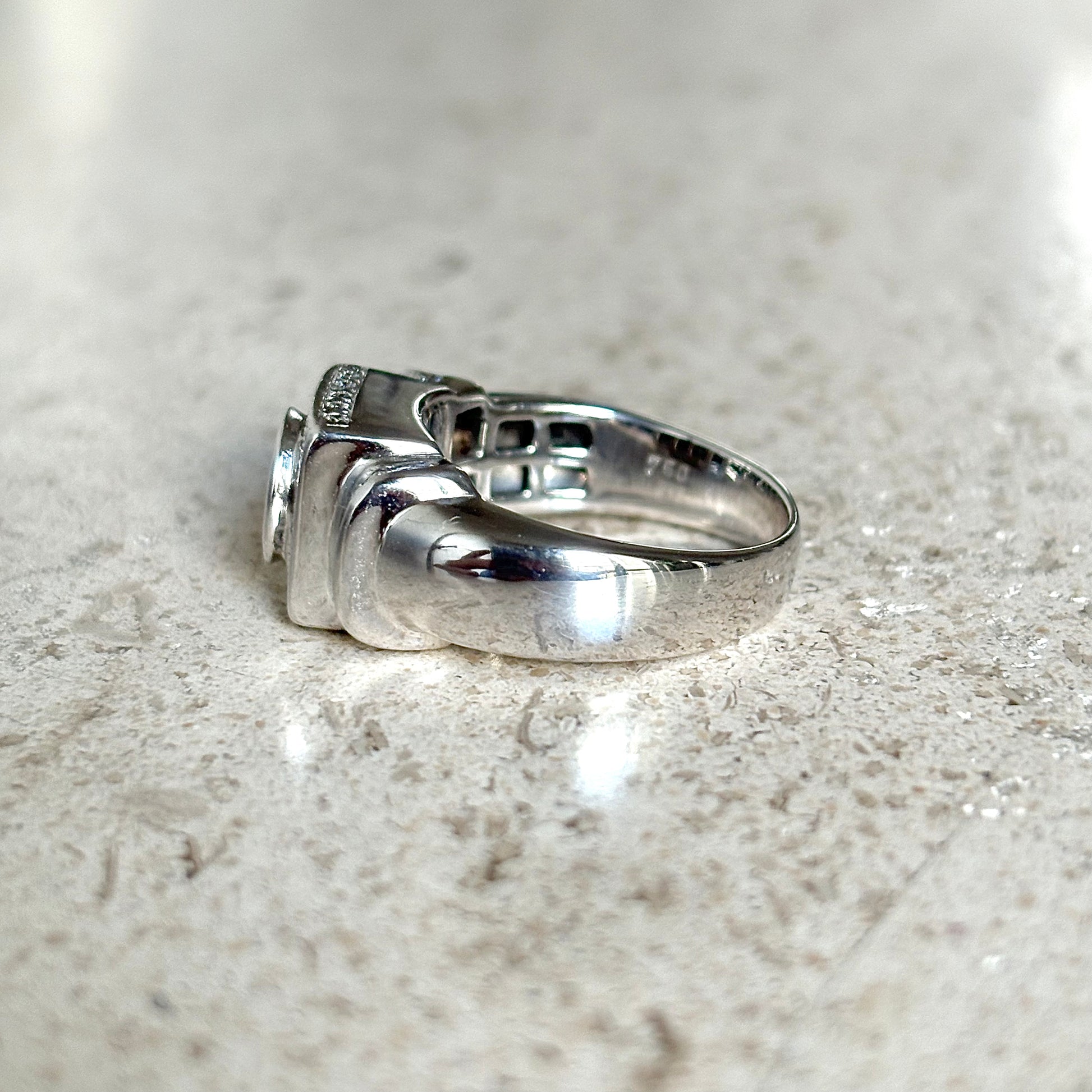 Bague Tank Art Déco - Or Blanc 750 & Diamants