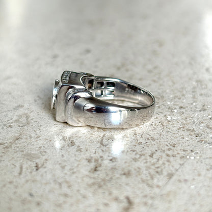 Bague Tank Art Déco - Or Blanc 750 & Diamants