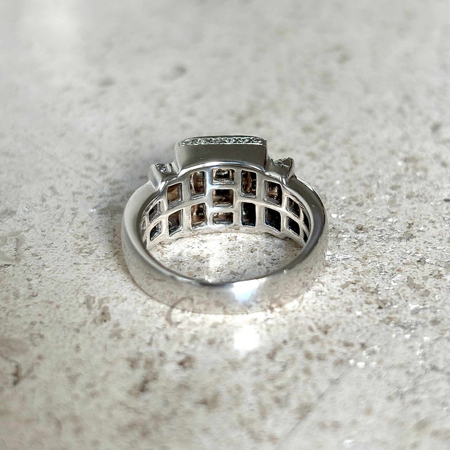 Bague Tank Art Déco - Or Blanc 750 & Diamants