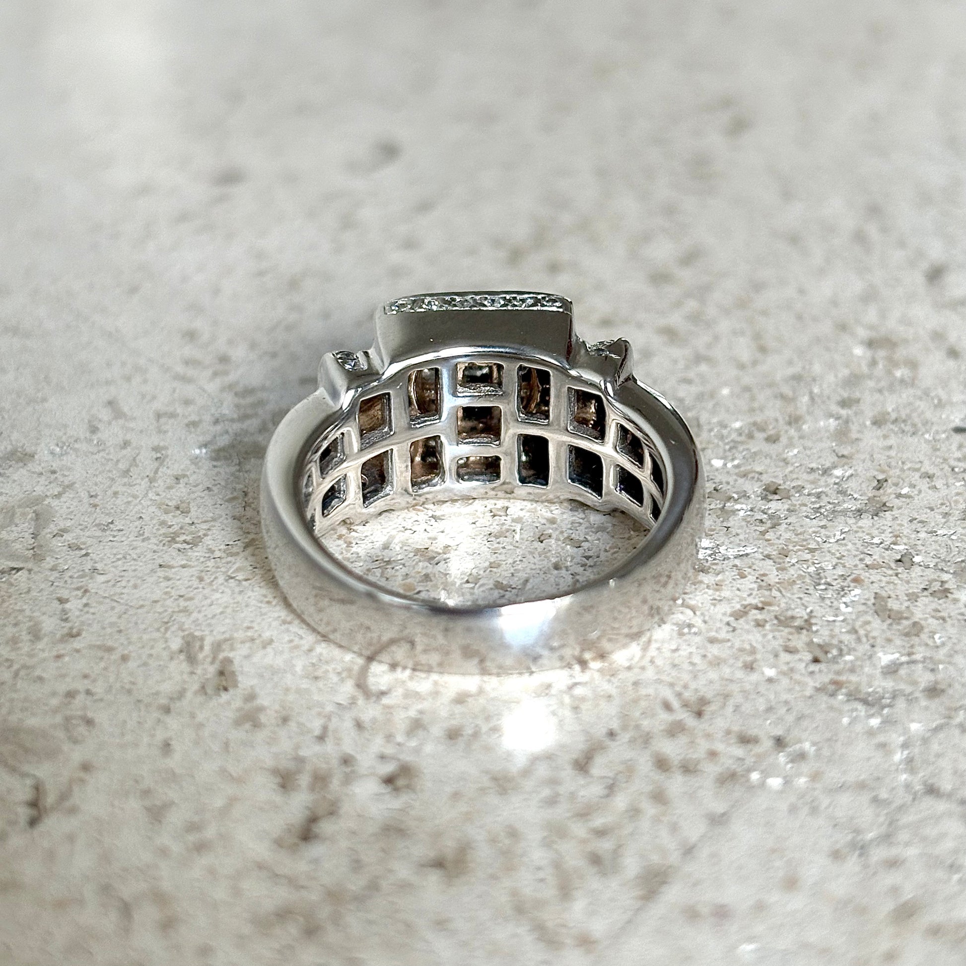 Bague Tank Art Déco - Or Blanc 750 & Diamants