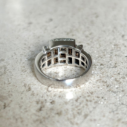 Bague Tank Art Déco - Or Blanc 750 & Diamants