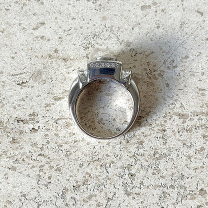 Bague Tank Art Déco - Or Blanc 750 & Diamants
