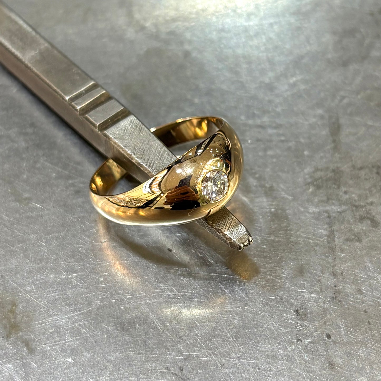 Bague Jonc - Or Jaune 750 & Diamant