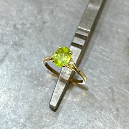 Bague Trilogie - Or Jaune 750 Péridot & Diamants