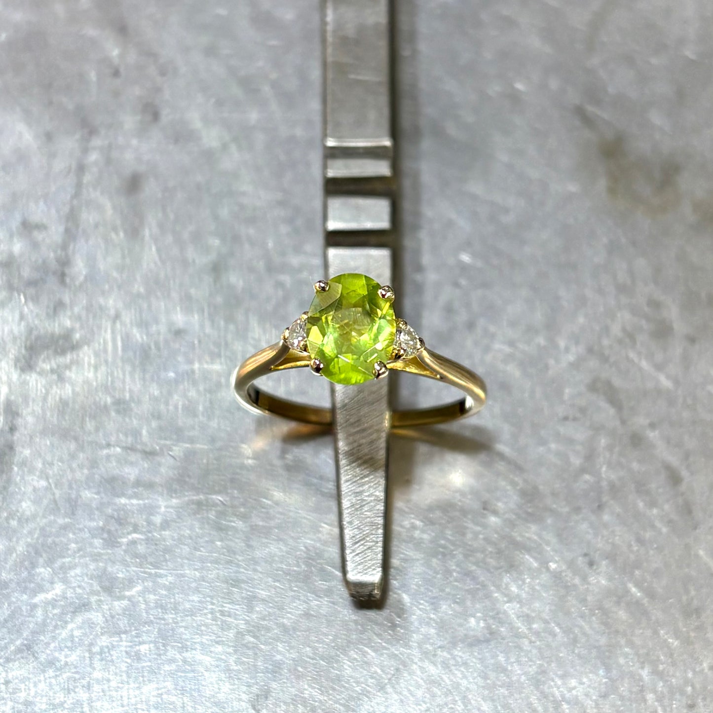 Bague Trilogie - Or Jaune 750 Péridot & Diamants