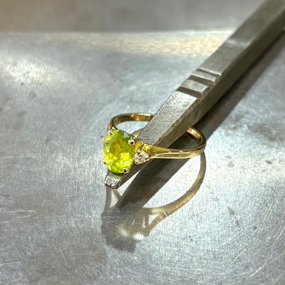 Bague Trilogie - Or Jaune 750 Péridot & Diamants