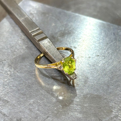 Bague Trilogie - Or Jaune 750 Péridot & Diamants