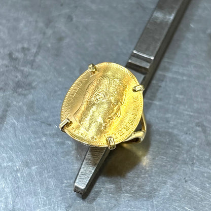 Bague Pièce - Or Jaune 750 & Pièce Or 10 Francs Napoléon