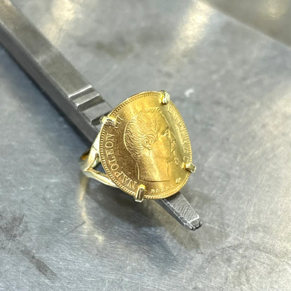 Monture Bague Pièce 10 Francs - Porte Pièce Or Jaune 750