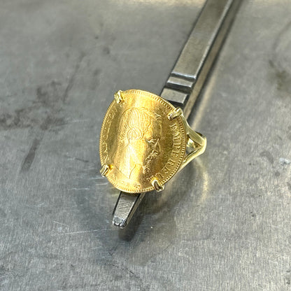 Bague Pièce - Or Jaune 750 & Pièce Or 10 Francs Napoléon