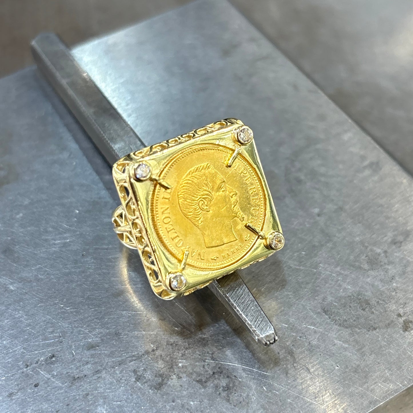 Bague Pièce - Or Jaune 750 & Pièce Or 10 Francs Napoléon