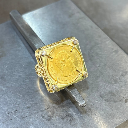 Bague Pièce - Or Jaune 750 & Pièce Or 10 Francs Napoléon