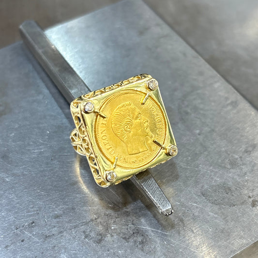 Bague Pièce - Or Jaune 750 & Pièce Or 10 Francs Napoléon