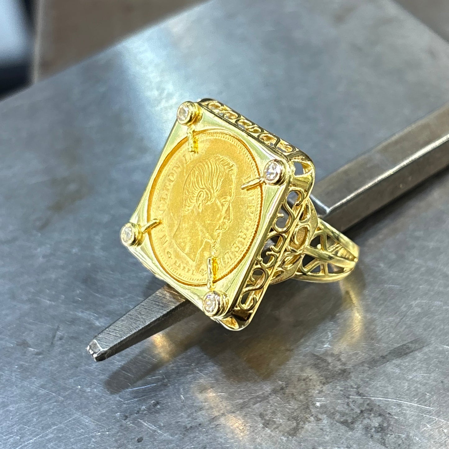 Bague Pièce - Or Jaune 750 & Pièce Or 10 Francs Napoléon