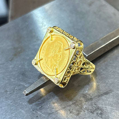 Bague Pièce - Or Jaune 750 & Pièce Or 10 Francs Napoléon