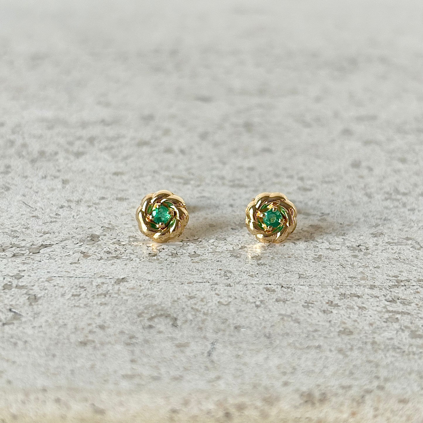 Boucles D'oreilles Florales - Or Jaune 750 & Émeraudes