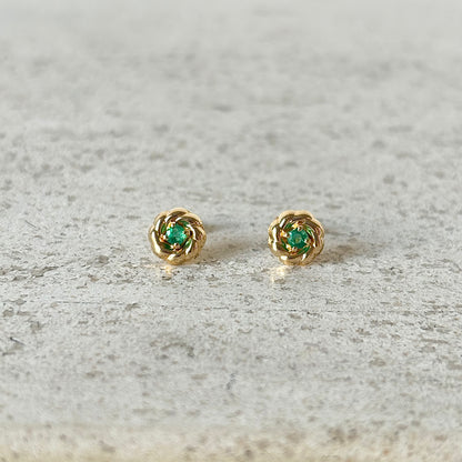 Boucles D'oreilles Florales - Or Jaune 750 & Émeraudes
