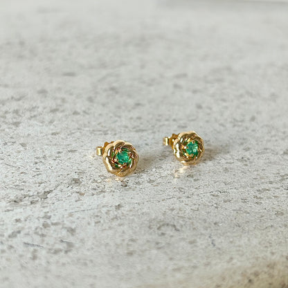 Boucles D'oreilles Florales - Or Jaune 750 & Émeraudes