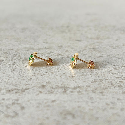 Boucles D'oreilles Florales - Or Jaune 750 & Émeraudes