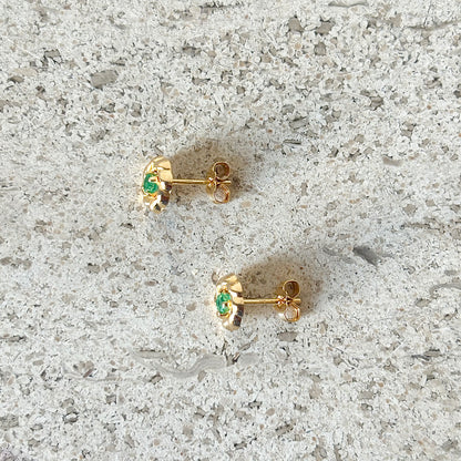 Boucles D'oreilles Florales - Or Jaune 750 & Émeraudes