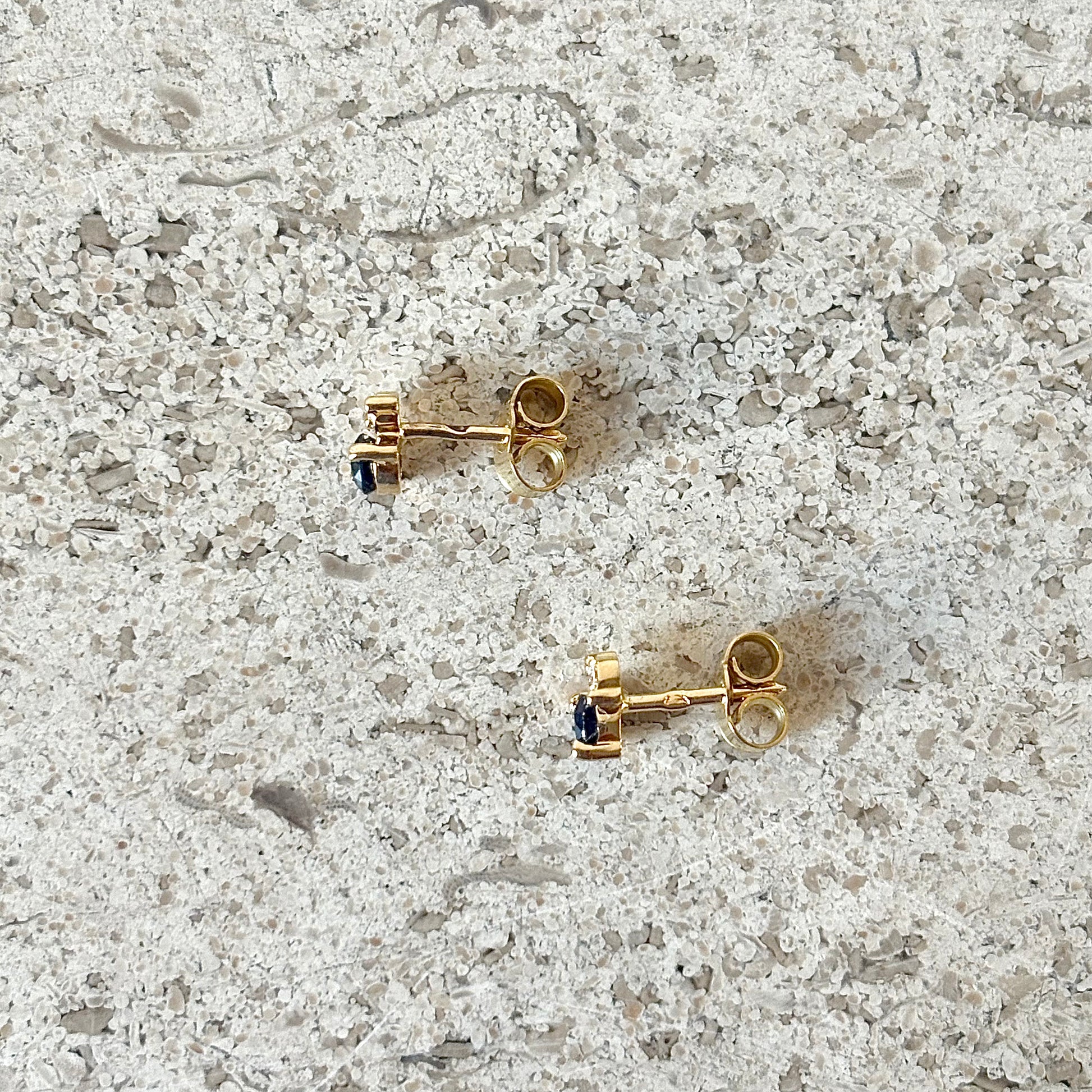 Boucles D'oreilles Puces - Or Jaune 750 Saphirs & Diamants