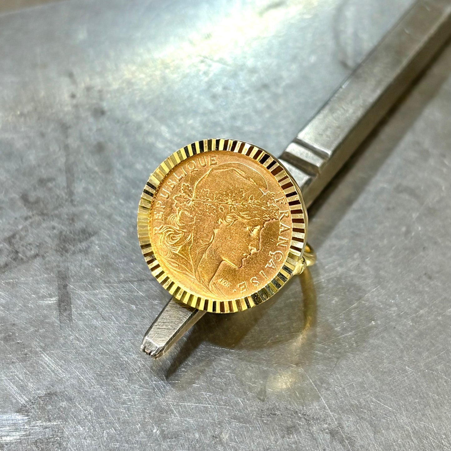 Bague Pièce - Or Jaune 750 & Pièce 10 Francs Marianne Coq