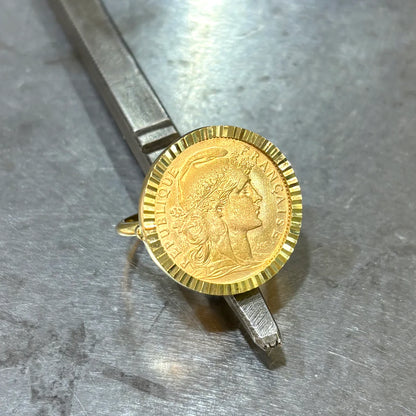 Monture Bague Pièce 10 Francs - Porte Pièce Or Jaune 750