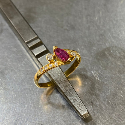 Bague Trilogie - Or Jaune 750 Rubis & Diamants