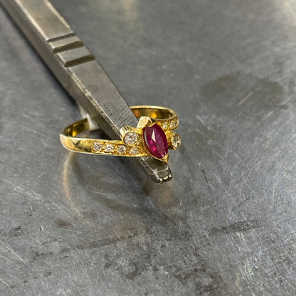 Bague Trilogie - Or Jaune 750 Rubis & Diamants