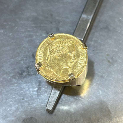 Bague Chevalière Pièce - Or Jaune 750 & Pièce Or 20 Francs Napoléon