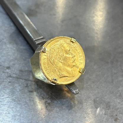 Bague Chevalière Pièce - Or Jaune 750 & Pièce Or 20 Francs Napoléon